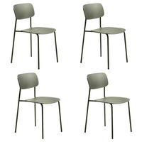 STUHL-SET 4 Stück stapelbar, abwischbar   - Olivgrün, MODERN, Kunststoff/Metall (43,5/79/61cm) - Livetastic