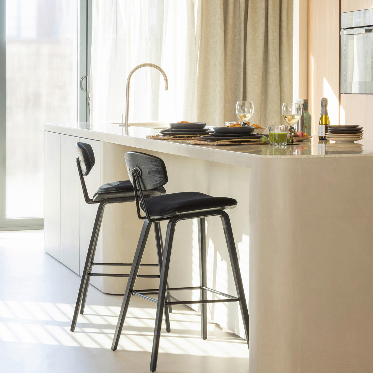 BARHOCKER-SET in Schwarz  - Schwarz, MODERN, Textil/Metall (42/91/48cm) - Livetastic