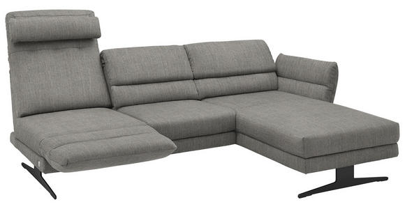 ECKSOFA  in Flachgewebe Hellgrau  279-327/176-217 cm  - Hellgrau/Schwarz, Design, Textil/Metall (279-327/176-217cm) - Dieter Knoll