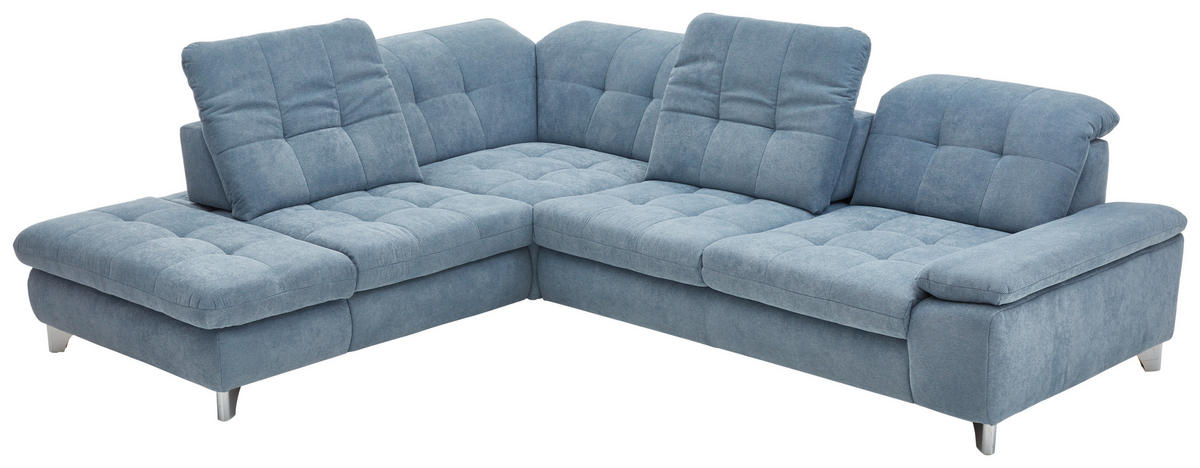 ECKSOFA in Chenille Hellblau  - Chromfarben/Hellblau, Design, Textil/Metall (260/310cm) - Beldomo Speed