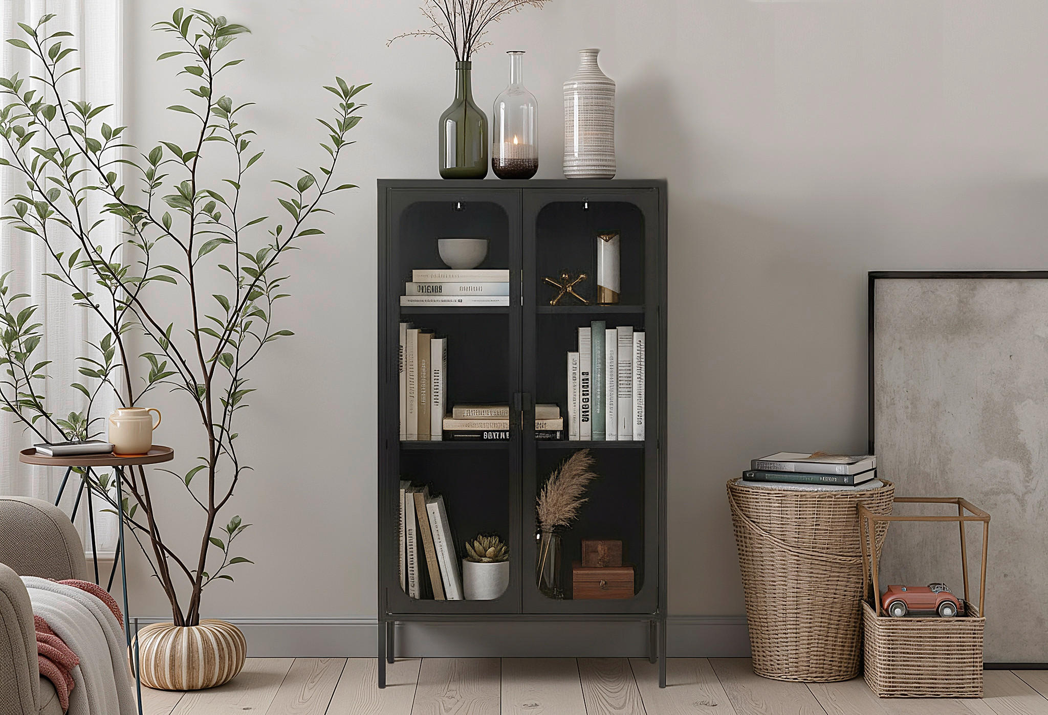 KOMMODE  in 80/140/35 cm  - Klar/Schwarz, Design, Glas/Metall (80/140/35cm) - MID.YOU