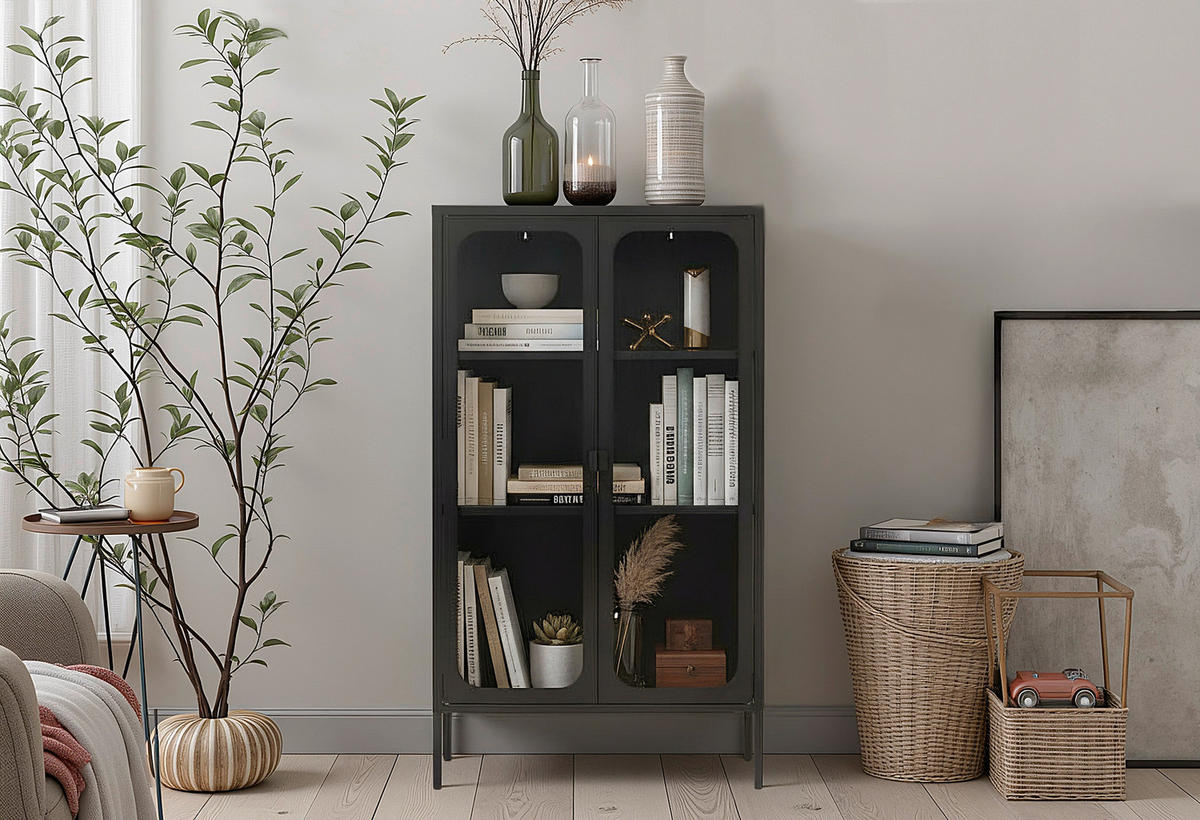 KOMMODE  in 80/140/35 cm  - Klar/Schwarz, Design, Glas/Metall (80/140/35cm) - MID.YOU