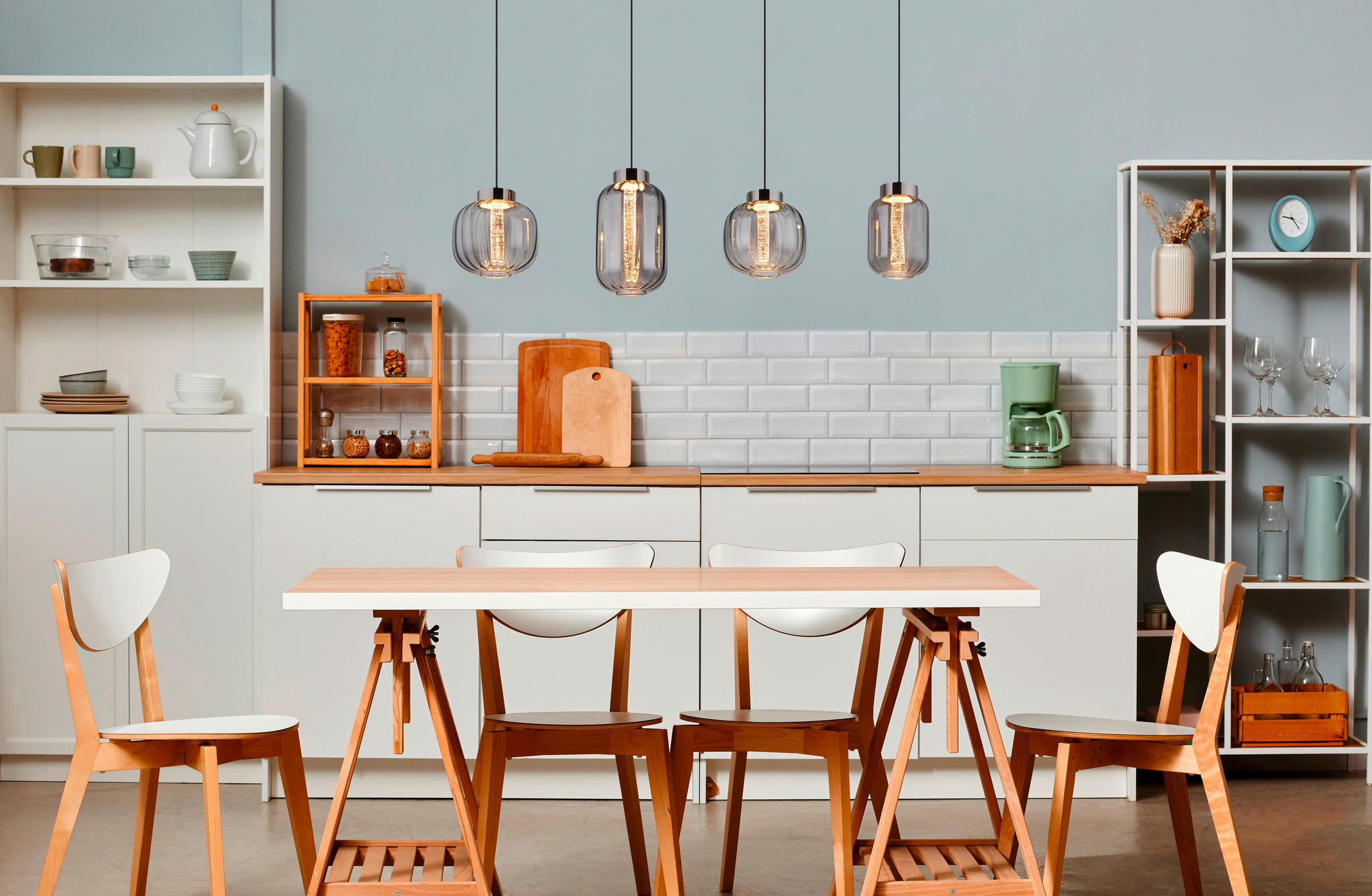 LED-HÄNGELEUCHTE 120/21/150 cm    - Klar/Chromfarben, Basics, Glas/Kunststoff (120/21/150cm) - Globo