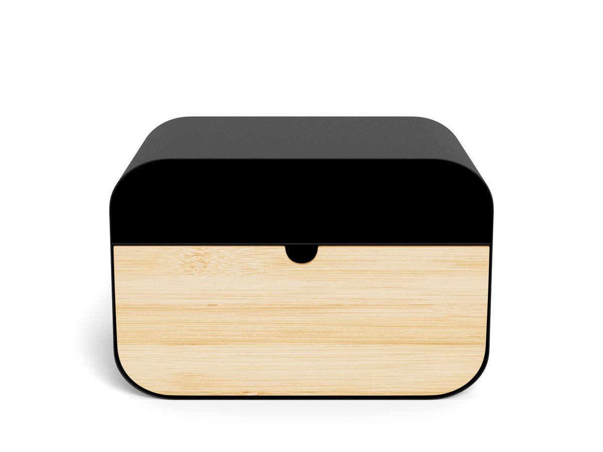 NACHTSCHRANK 35/25/23 cm Bambus furniert  - Schwarz/Naturfarben, MODERN, Holz/Metall (35/25/23cm)