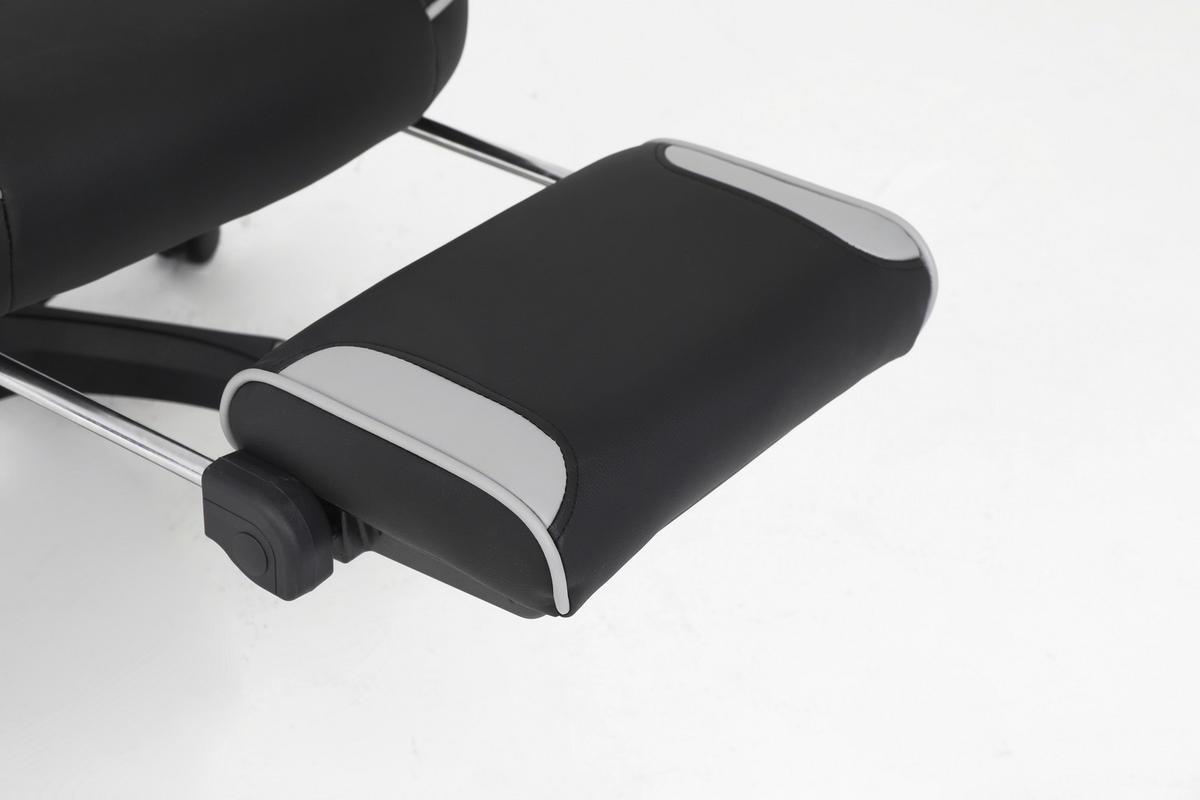 SCAUN DE GAMING  in imitație piele, microfibră gri, negru  - negru/gri, Lifestyle, plastic/lemn (68,5/116-124/65cm) - Livetastic