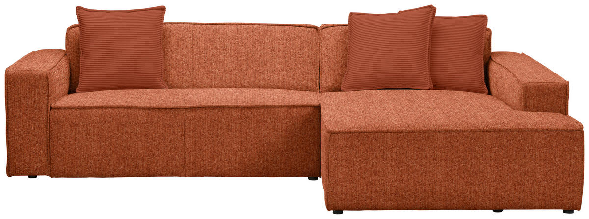 ECKSOFA in Chenille Rostfarben  - Rostfarben/Schwarz, Konventionell, Kunststoff/Textil (280/188cm) - Carryhome