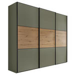 SCHWEBETÜRENSCHRANK  in Salbeigrün, Eiche Artisan  - Salbeigrün/Schwarz, Design, Holzwerkstoff/Metall (280/222/68cm) - Moderano