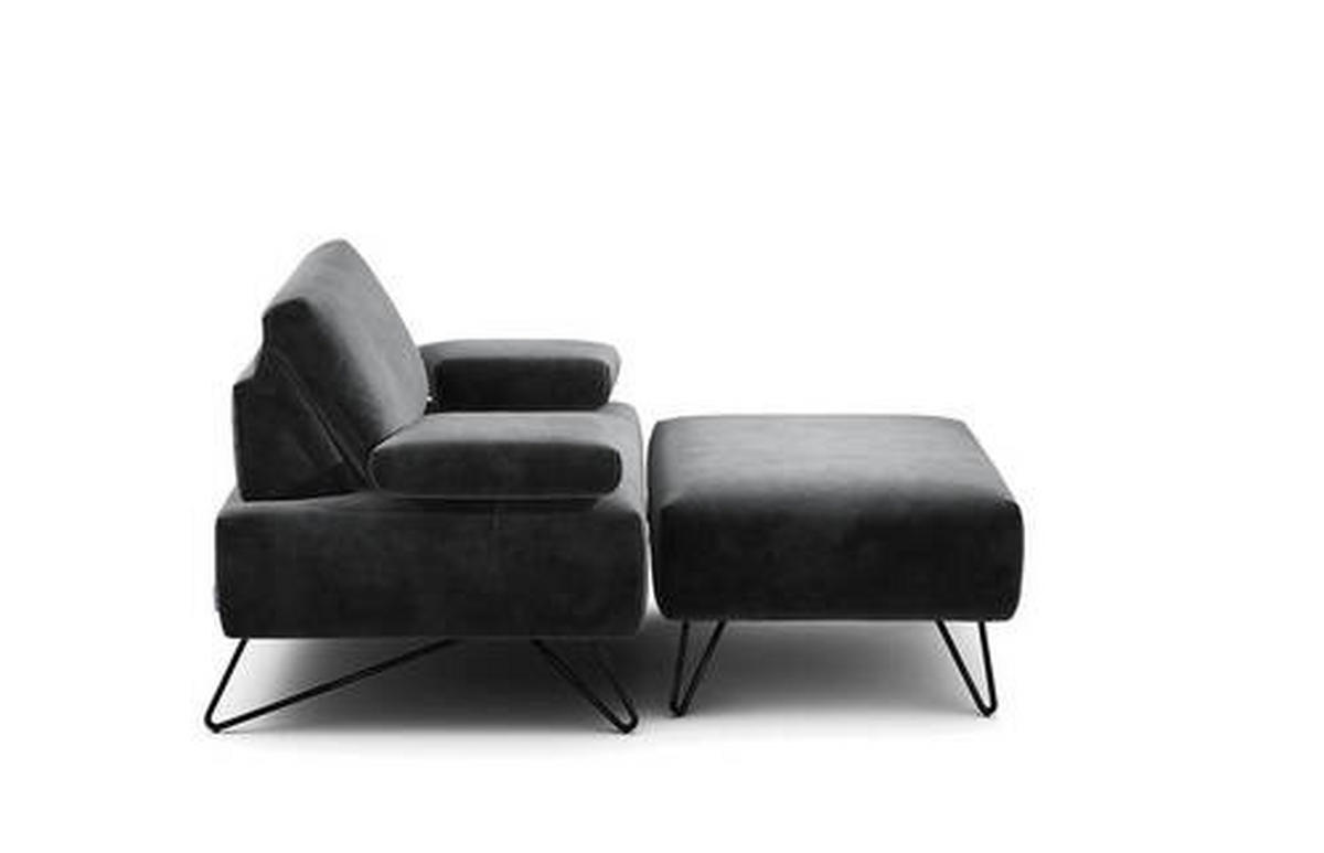 SESSELSET in Samt Anthrazit  - Anthrazit/Schwarz, Design, Textil/Metall (114-142/85/86-94cm) - SENSOO