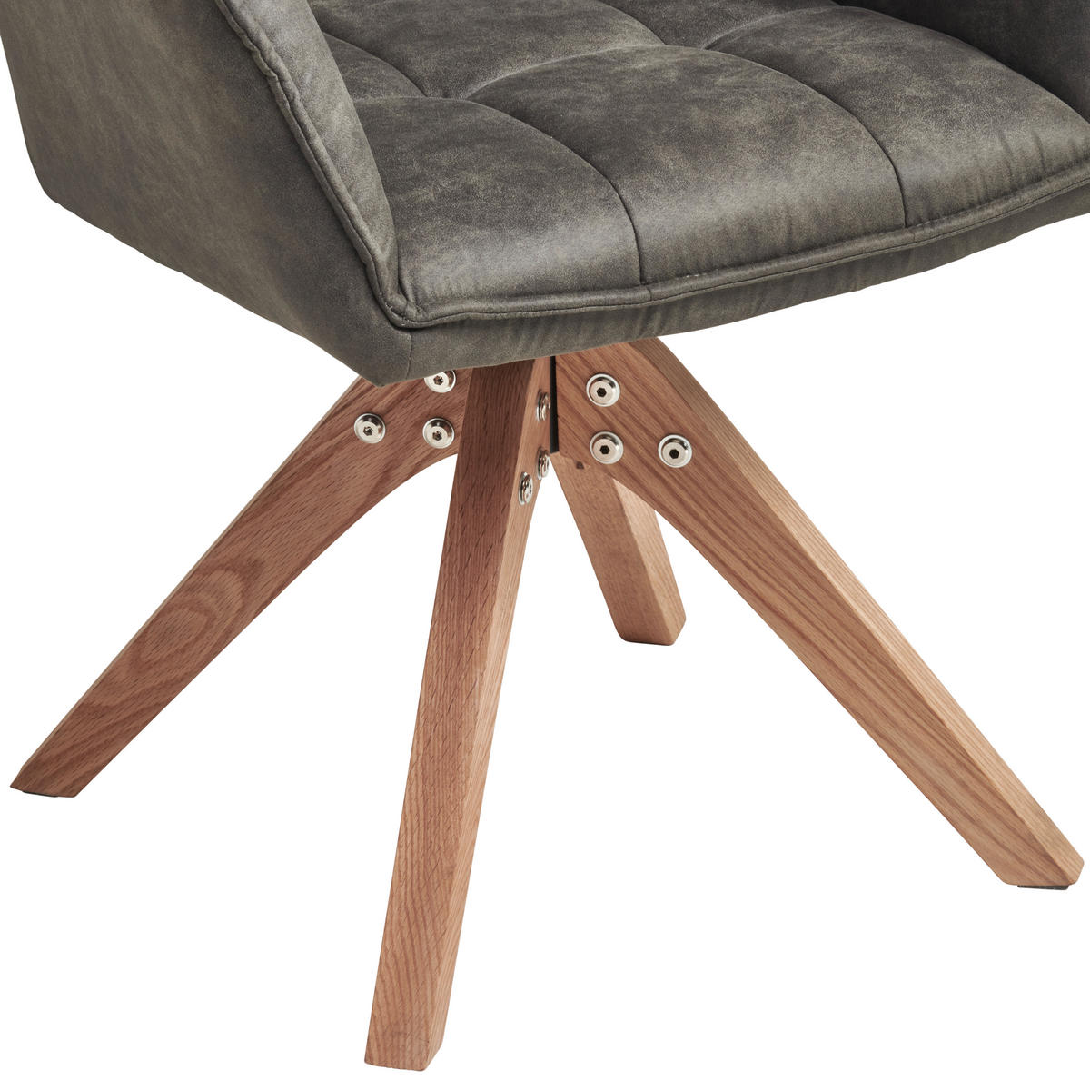 ARMLEHNSTUHL  Sitzfläche 360° drehbar, inklusive Armlehnen Webstoff  - Eichefarben/Grau, Basics, Holz/Textil (61/85/63cm) - MID.YOU