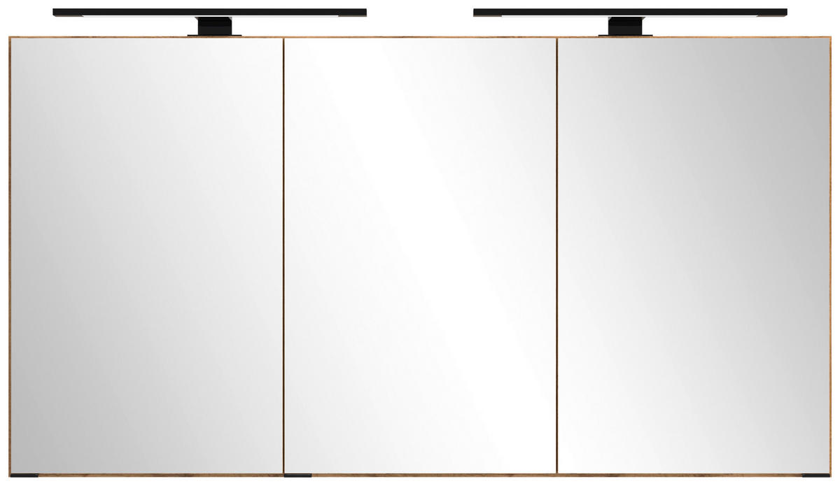SPIEGELSCHRANK 120/64/20 cm  - Eiche Wotan/Schwarz, MODERN, Glas/Holzwerkstoff (120/64/20cm) - Held