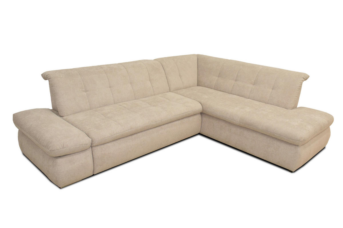 ECKSOFA Beige Mikrofaser  - Chromfarben/Beige, KONVENTIONELL, Textil/Metall (273/216cm) - MID.YOU