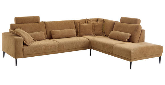 ECKSOFA Senfgelb Chenille  - Senfgelb/Schwarz, Design, Textil/Metall (303/254cm) - Dieter Knoll