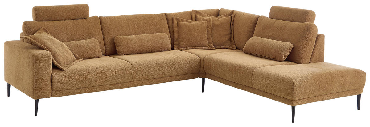 HÖRNSOFFA i chenille senapsgul  - svart/senapsgul, Design, metall/textil (303/254cm) - Dieter Knoll