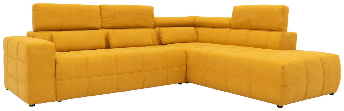 ECKSOFA Orange Mikrofaser  - Schwarz/Orange, Design, Kunststoff/Textil (275/228cm) - MID.YOU