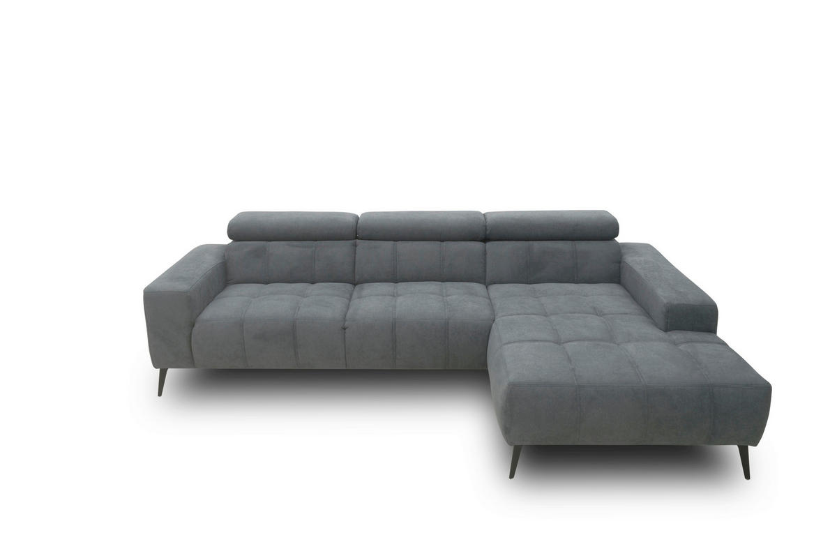 ECKSOFA TRENTO Dunkelgrau Mikrofaser  - Dunkelgrau/Schwarz, MODERN, Textil/Metall (287/175cm) - MID.YOU