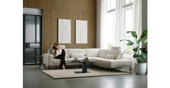 ECKSOFA Dieter Knoll Beige Chenille  - Beige/Schwarz, Design, Textil/Metall (303/254cm) - Dieter Knoll
