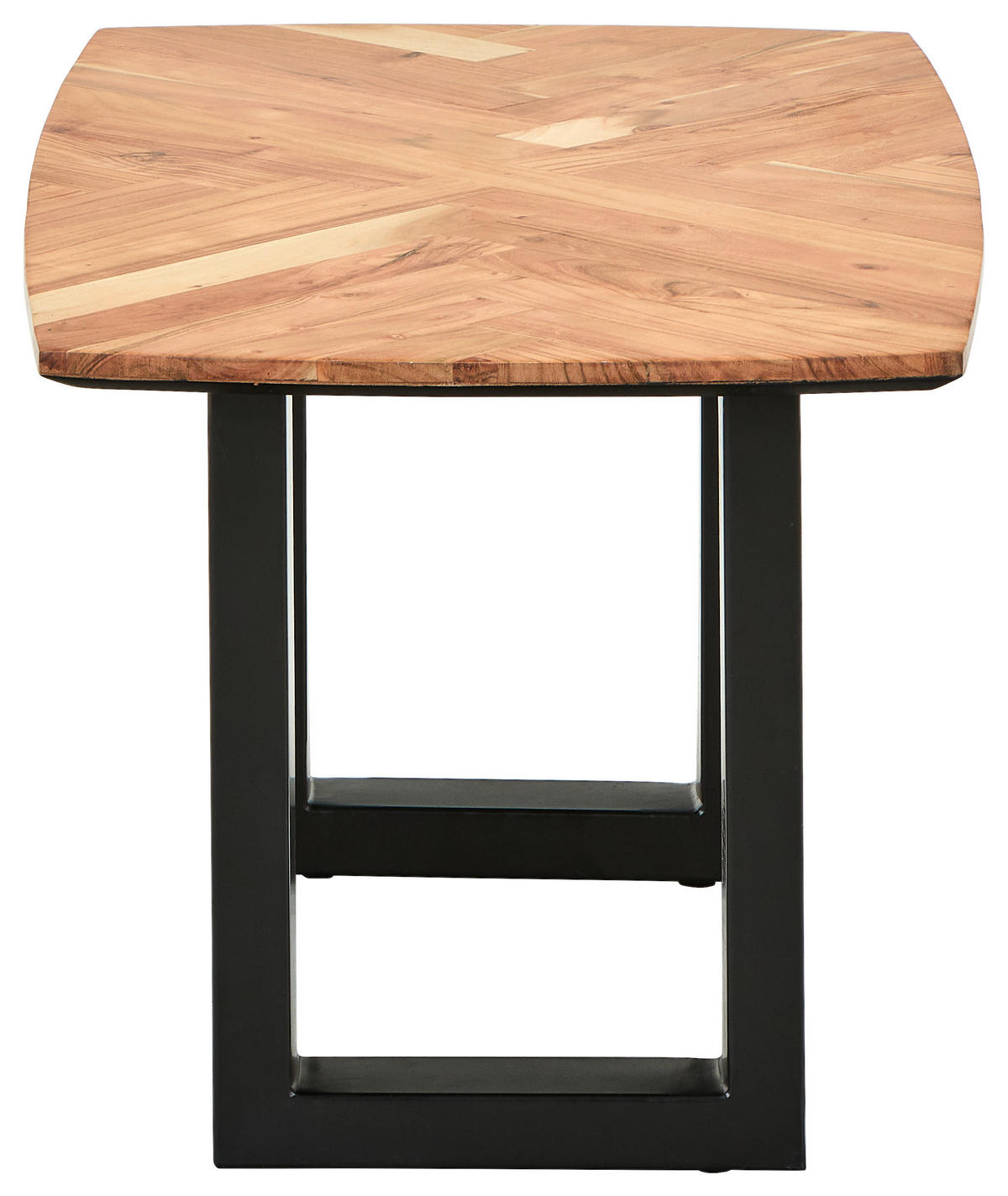 COUCHTISCH Akazie Hartholz oval Schwarz, Akaziefarben  - Schwarz/Akaziefarben, Natur, Holz/Metall (90/50/45cm) - Livetastic