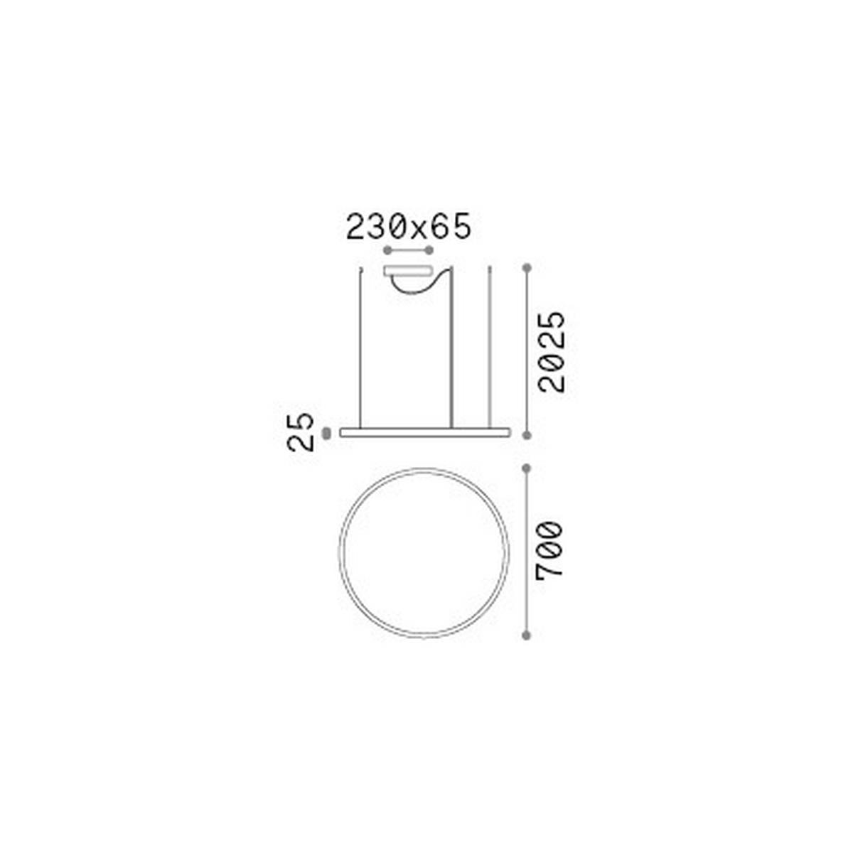 LED-HÄNGELEUCHTE ORACLE SLIM SP D70 ROUND 4000K - Weiß, Design, Kunststoff/Metall (70/27,5/202,5cm) - Ideal Lux