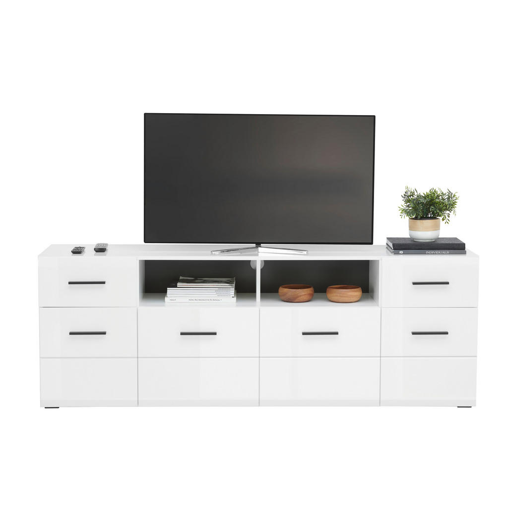 Hom`in SKRINKA POD TV, antracitová, biela, 180/63,7/41,6 cm