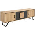 LOWBOARD in 180/56/40 cm - Eichefarben/Schwarz, LIFESTYLE, Holzwerkstoff/Metall (180/56/40cm) - Xora