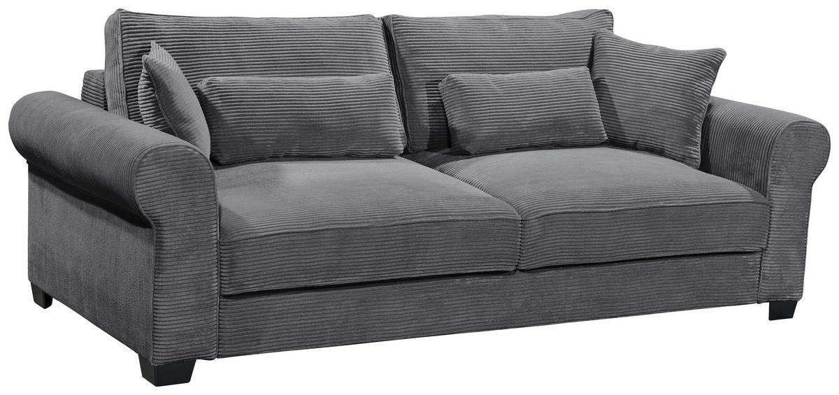 SCHLAFSOFA Cord Anthrazit  - Anthrazit/Schwarz, Basics, Kunststoff/Textil (250/95/125cm) - MID.YOU