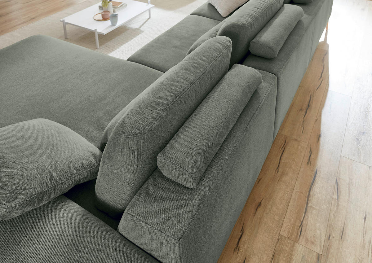 ECKSOFA in Flachgewebe Dunkelgrün  - Wildeiche/Dunkelgrün, Design, Holz/Textil (334/193cm) - Niels Andersson