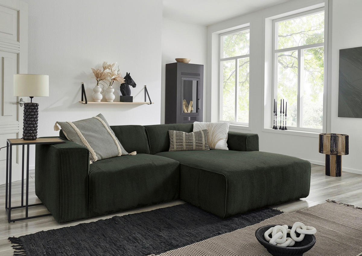 HÖRNSOFFA i manchester skogsgrön  - skogsgrön/svart, Design, textil/plast (234/161cm) - Livetastic