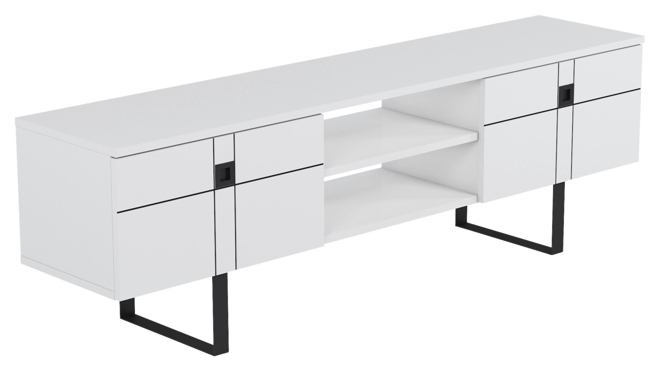 LOWBOARD Recife  in 160/50/35 cm  - Weiss/Schwarz, Design, Holzwerkstoff (160/50/35cm) - Livetastic