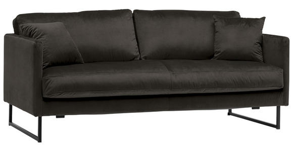 2,5-SITZER in Samt Anthrazit - Anthrazit/Schwarz, Design, Textil/Metall (180/78/84cm) - Carryhome