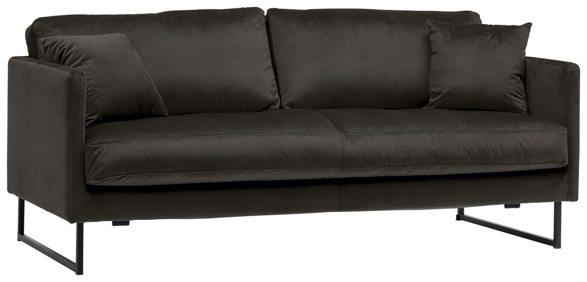 2,5-SITZER in Samt Anthrazit  - Anthrazit/Schwarz, Design, Textil/Metall (180/78/84cm) - Carryhome
