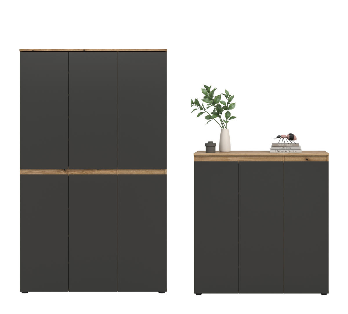 GARDEROBENSCHRANK  in 235/175/37 cm  - Eichefarben/Anthrazit, Design, Holzwerkstoff/Kunststoff (235/175/37cm) - Livetastic
