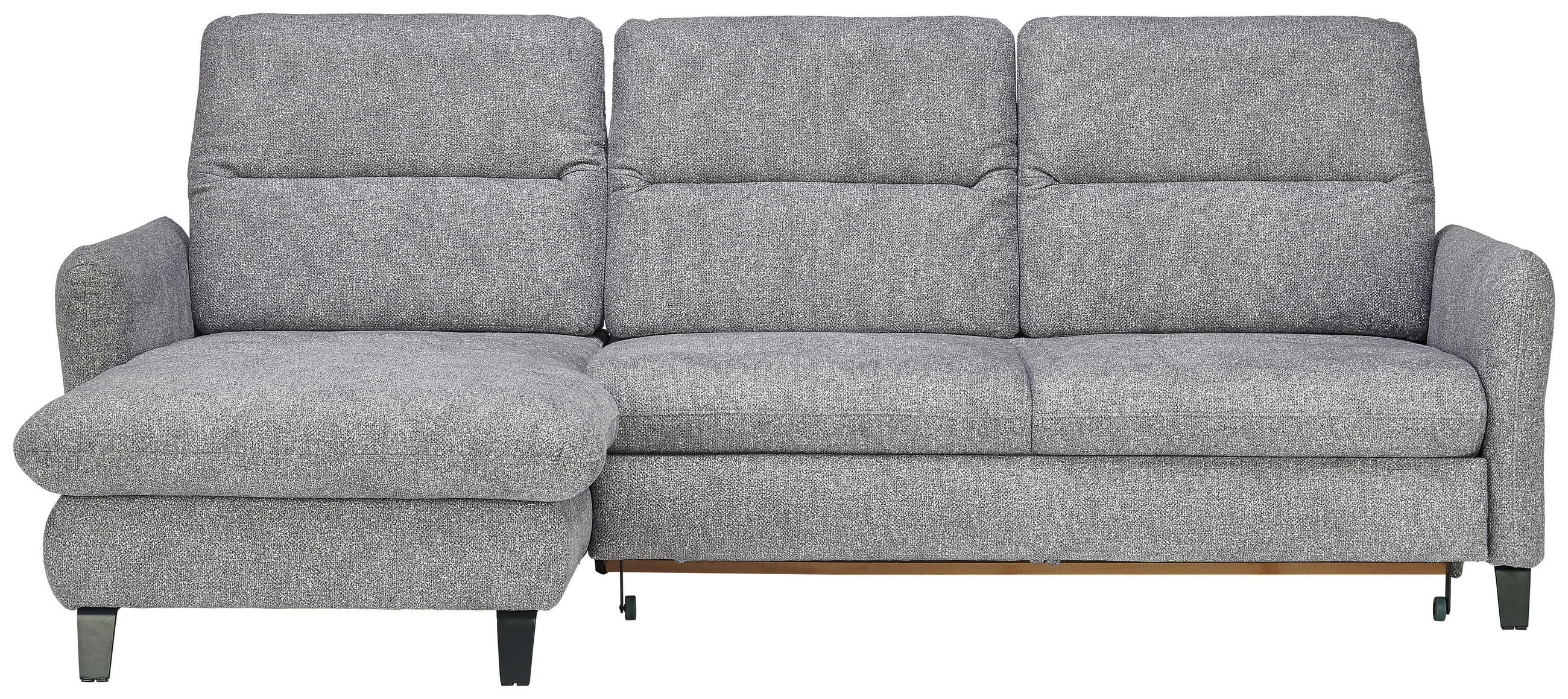 ECKSOFA Hellgrau Plüsch  - Hellgrau/Schwarz, KONVENTIONELL, Textil/Metall (190/254cm) - Livetastic