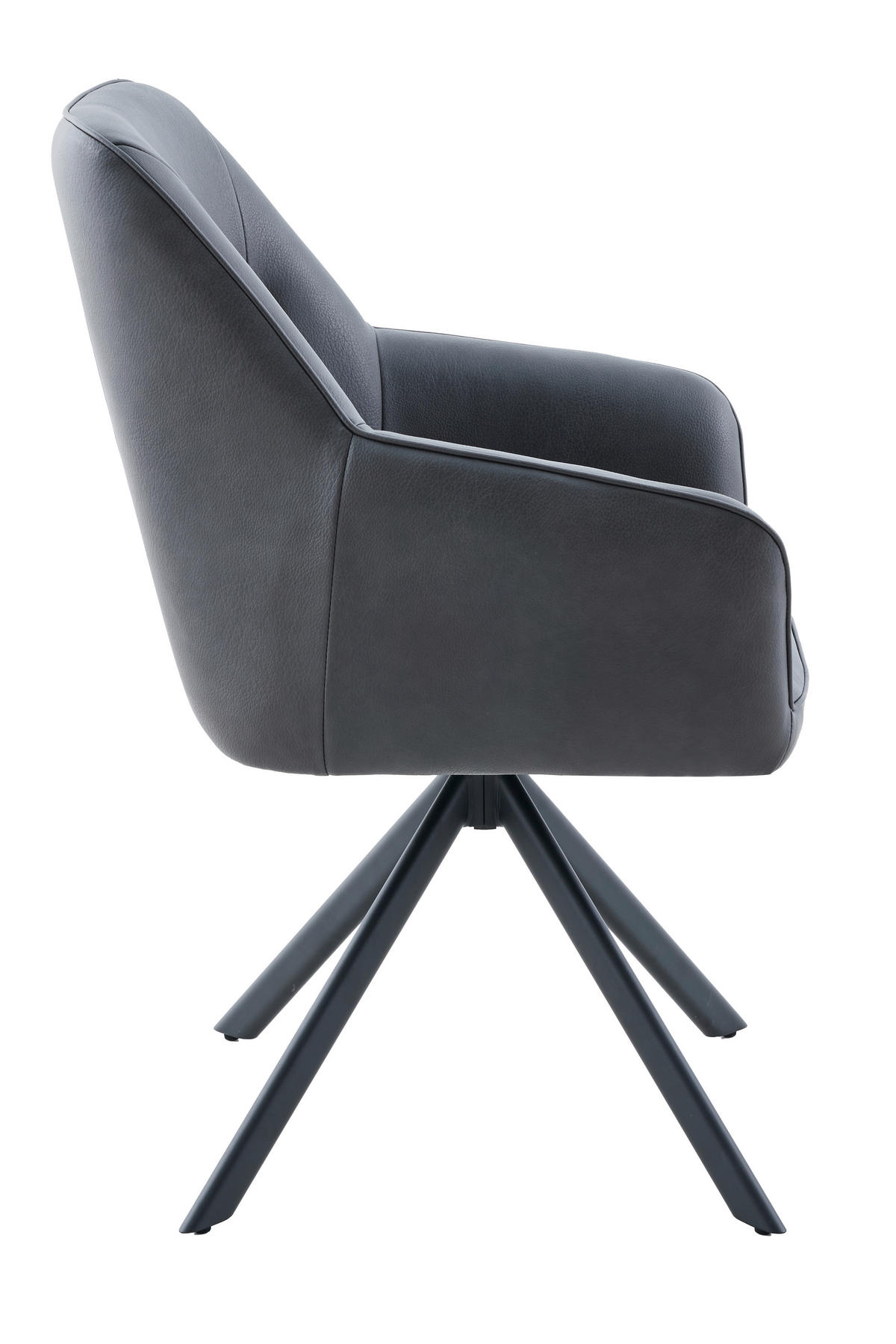 ARMLEHNSTUHL-SET 2 Stück erweiterbar, inklusive Armlehnen Lederlook  - Anthrazit/Schwarz, MODERN, Textil/Metall (62/92/67cm) - MID.YOU