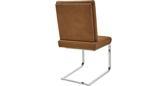 SCHWINGSTUHL in Stahl Mikrofaser - Hellbraun/Chromfarben, Design, Textil/Metall (46/92/60cm) - Dieter Knoll