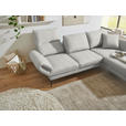 ECKSOFA  in Flachgewebe Silberfarben Armteilverstellung, Relaxfunktion, Drehsitzfunktion  255-365/175-224 cm  - Silberfarben/Schwarz, Design, Textil/Metall (255-365/175-224cm) - Dieter Knoll