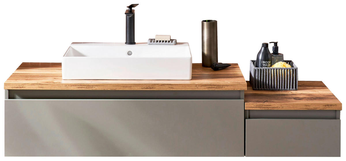 WASCHTISCHKOMBI 141,2 cm  - Weiss/Eichefarben, Basics, Keramik/Holzwerkstoff (141,2cm) - Schöner Wohnen