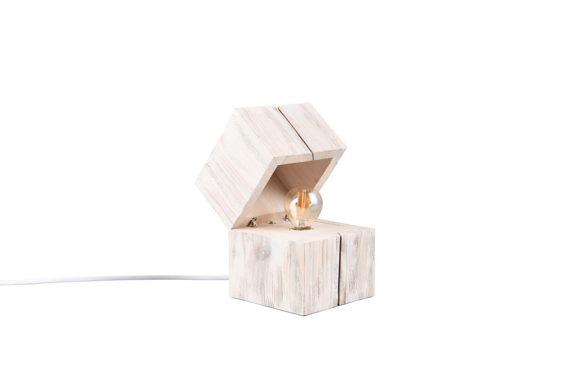 TISCHLEUCHTE - Weiss, Trend, Holz (12/12/16cm) - Trio Leuchten