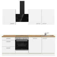 KÜCHENLEERBLOCK 240 cm   in Weiß, Eichefarben  - Edelstahlfarben/Eichefarben, MODERN, Holzwerkstoff/Metall (240cm) - Nobilia