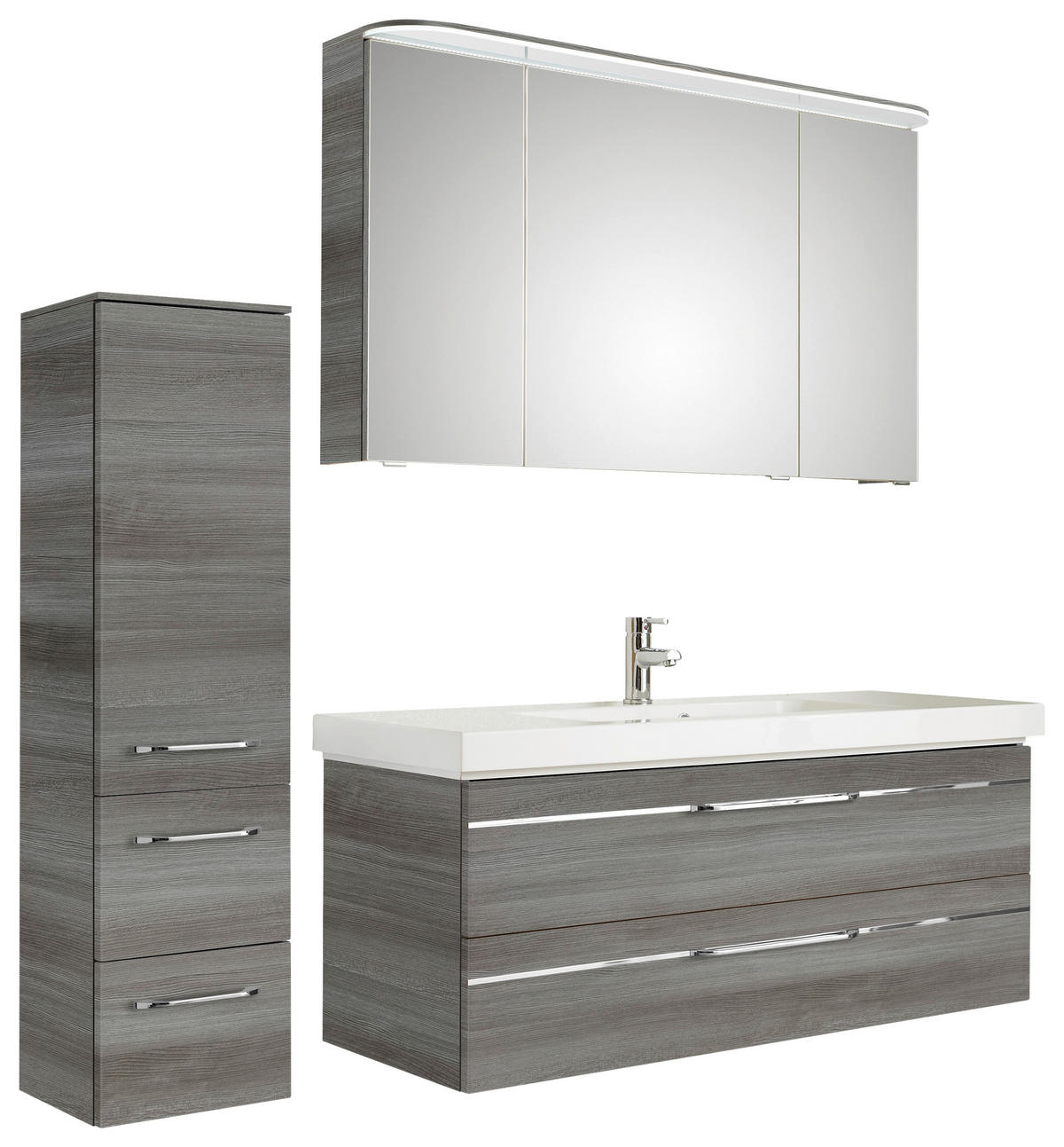 BADEZIMMER 4-teilig  in 153 cm  - Chromfarben/Graphitfarben, KONVENTIONELL, Glas/Holzwerkstoff (153cm) - Pelipal