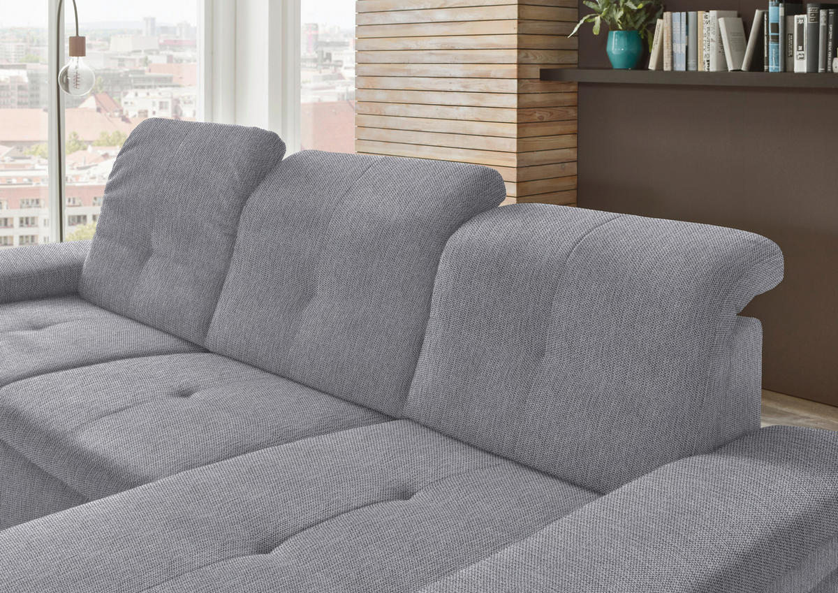 ECKSOFA in Flachgewebe Grau  - Schwarz/Grau, Design, Textil/Metall (297/174cm) - Beldomo Style