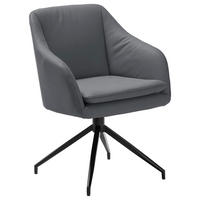 ARMLEHNSTUHL  in Eisen Echtleder pigmentiert  - Blaugrau/Schwarz, Design, Leder/Metall (61/83/61,5cm) - Cassando