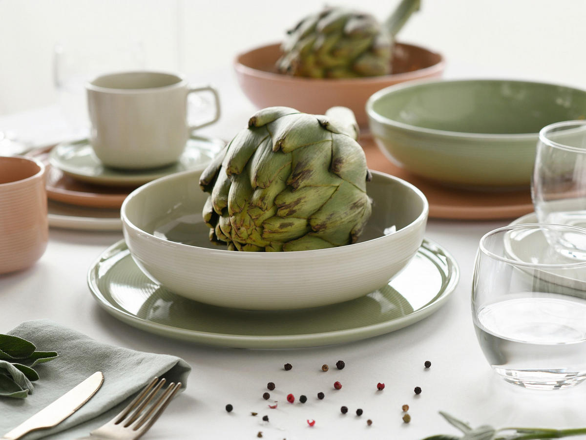 KOMBISERVICE Creme, Salbeigrün, Lachsfarben Session Romance 30-teilig 6 Personen  - Salbeigrün/Creme, Basics, Keramik - Creatable