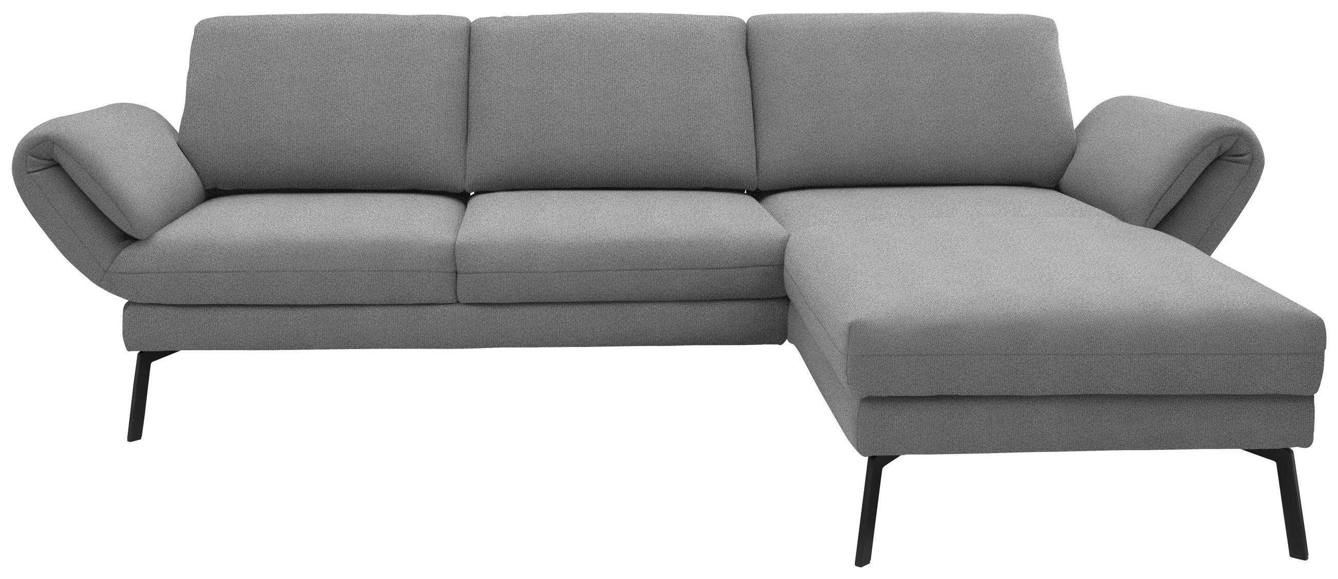ECKSOFA  in Flachgewebe Hellgrau  255-365/175-224 cm  - Hellgrau/Schwarz, Design, Textil/Metall (255-365/175-224cm) - Dieter Knoll