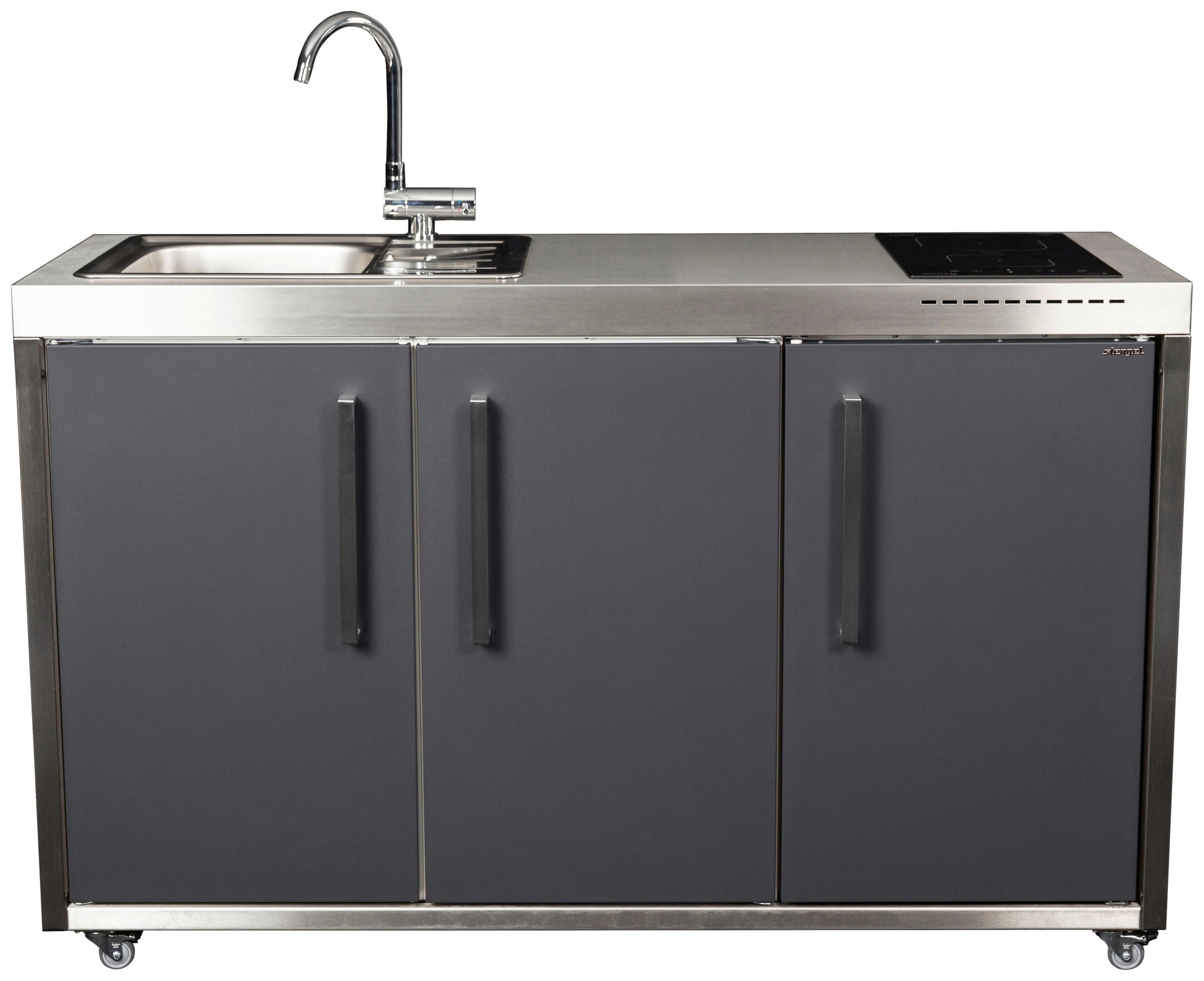 OUTDOORKÜCHE  - Schieferfarben/Edelstahlfarben, Basics, Metall (157/98/62cm)