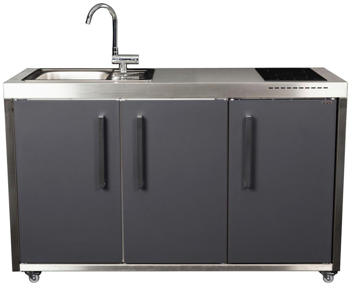 OUTDOORKÜCHE  - Schieferfarben/Edelstahlfarben, Basics, Metall (157/98/62cm)