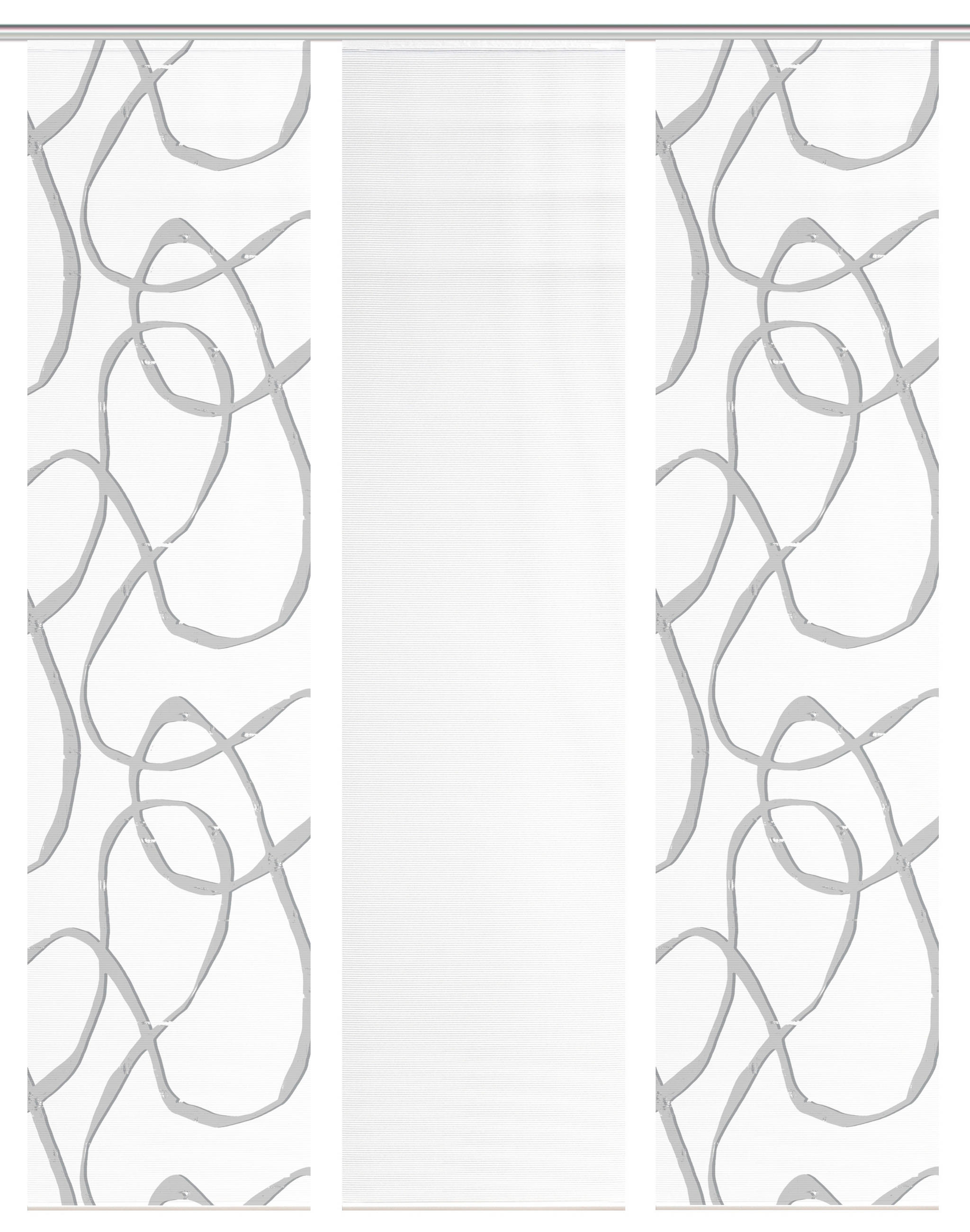 FLÄCHENVORHANG  3 Stück  blickdicht  180/260 cm   - Hellgrau/Weiß, KONVENTIONELL, Textil (180/260cm)