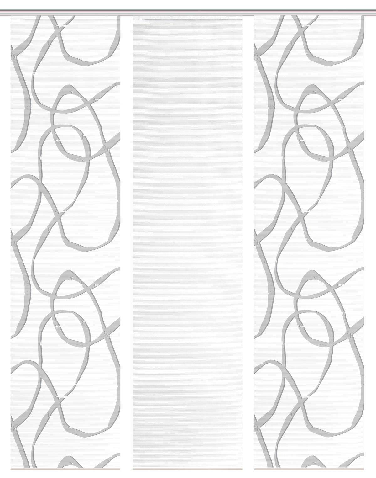 FLÄCHENVORHANG  3 Stück  blickdicht  180/260 cm   - Hellgrau/Weiß, KONVENTIONELL, Textil (180/260cm)