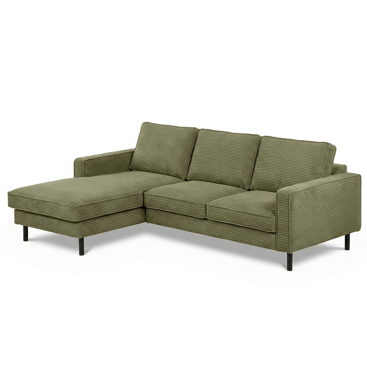 ECKSOFA Cord Olivgrün  - Schwarz/Olivgrün, Design, Textil/Metall (166/238cm) - Livetastic