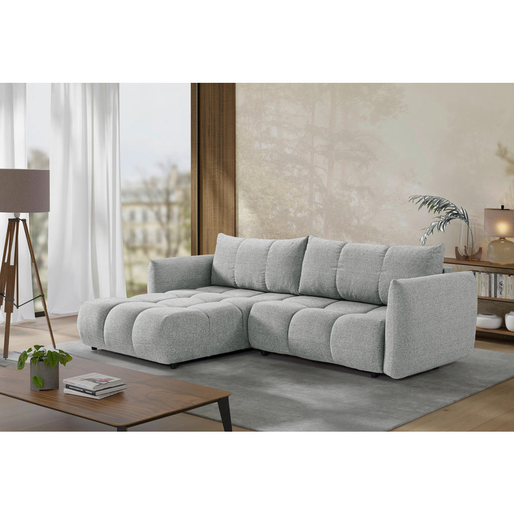 Livetastic ROZKLADACIA ROHOVÁ SEDAČKA, plast, textil, kompozitné drevo, sivobéžová