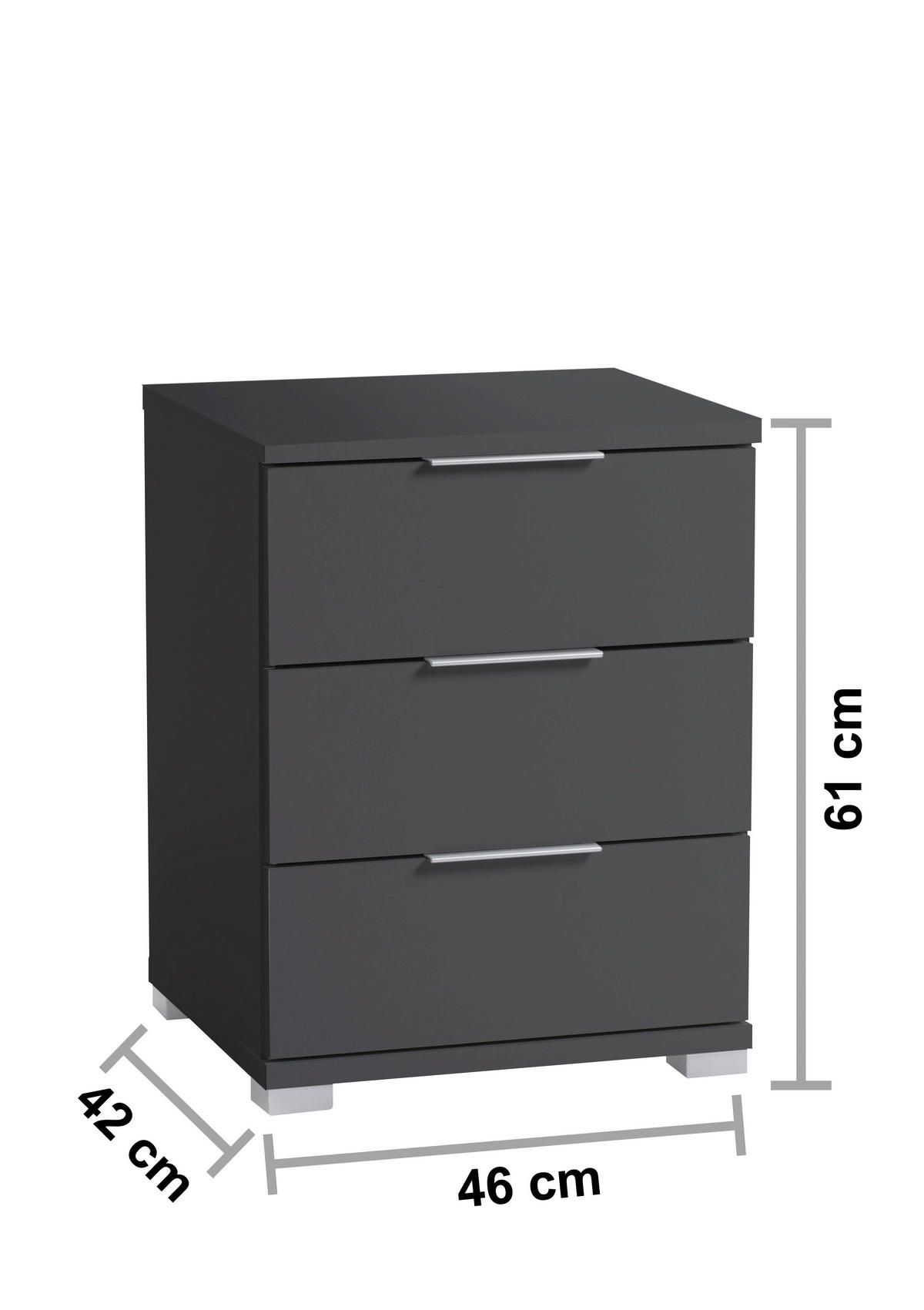 NOĆNI ORMARIĆ boje grafita   - boje grafita/boje aluminija, Konvencionalno, drvni materijal/plastika (46/61/42cm) - Boxxx
